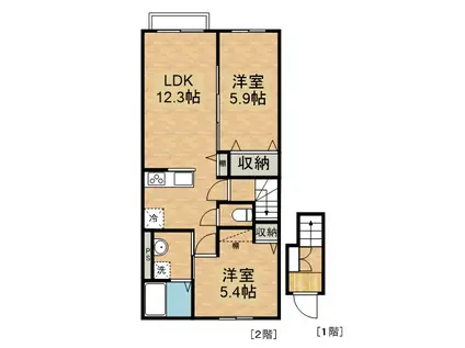 URBAN BLISS(2LDK/2階)の間取り写真