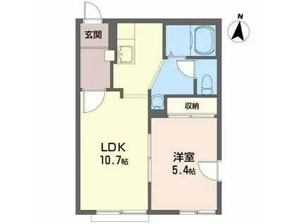 メゾンパークスII B(1LDK/1階)の間取り写真