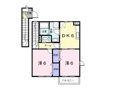 セードルΑ(2DK/2階)の間取り写真