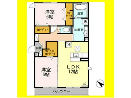 ルクプル(2LDK/1階)の間取り写真