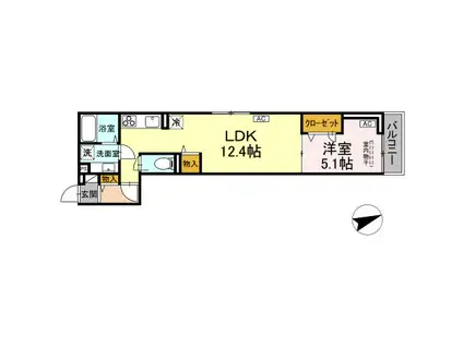 ディールーム八幡町(1LDK/3階)の間取り写真