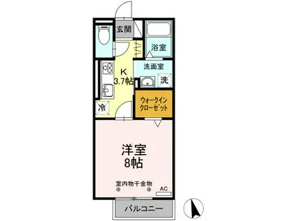 バルーンフラワーシティC C棟(1K/2階)の間取り写真