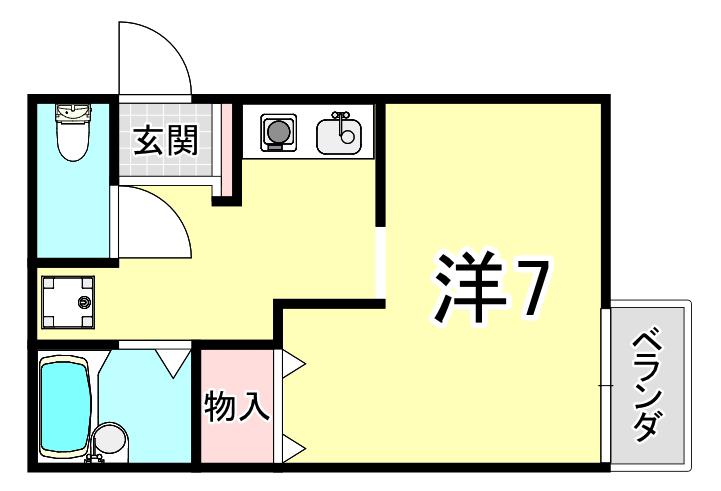 オモトハイツ(1K/1階)の間取り写真