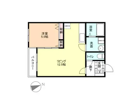 ハートフルコパンはやし(1LDK/1階)の間取り写真