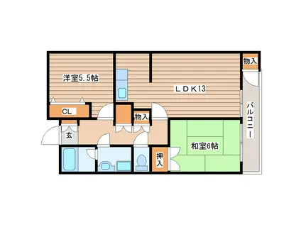 リッツコート北仙台(2LDK/4階)の間取り写真