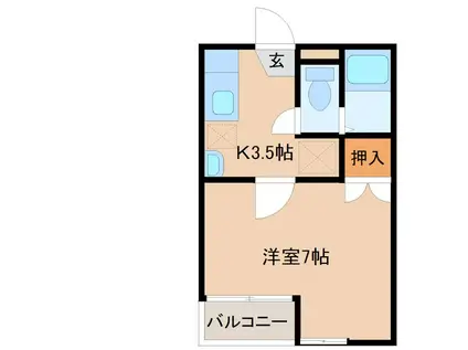 いぶきの丘ハイム パート3(1K/1階)の間取り写真