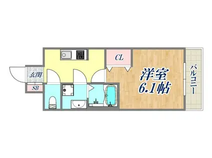 ワールドアイURBAN GATE(1K/1階)の間取り写真