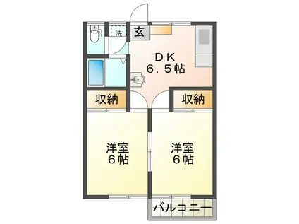 セイシャルニワ(2DK/1階)の間取り写真