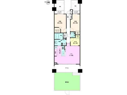 グレンパーク駒場ウエスト棟(2LDK/3階)の間取り写真