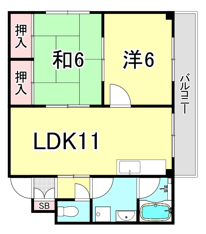 フローレンス甲子園(2LDK/3階)の間取り写真