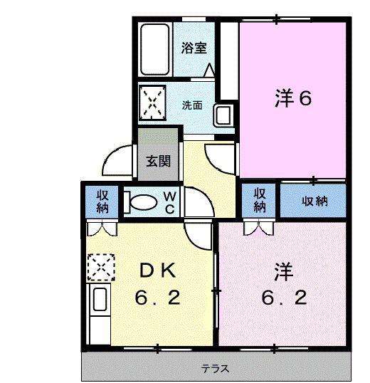 フルリール宮太夫A(2DK/1階)の間取り写真