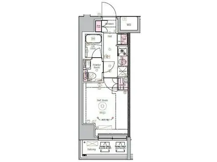 HYS綾瀬II(1K/6階)の間取り写真