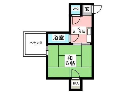 横手レジデンス(1K/1階)の間取り写真