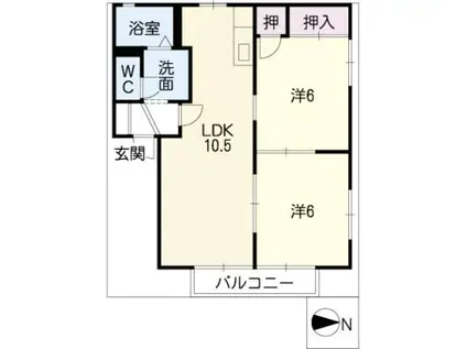 セントリバーヒルズ東千代崎(2LDK/2階)の間取り写真