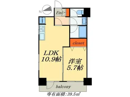 ソサエティ蔵前(1LDK/8階)の間取り写真