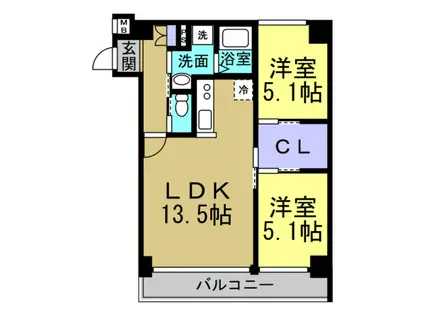 CHUNICHI BUILDING(2LDK/3階)の間取り写真