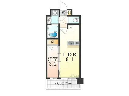 プレサンスTHE KYOTO 新町通(1LDK/8階)の間取り写真