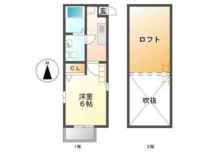 プランタン白金(1K/1階)の間取り写真