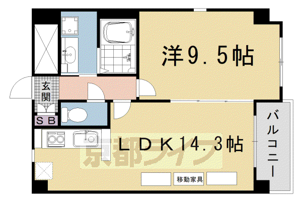 ジュネス木駒(1LDK/4階)の間取り写真