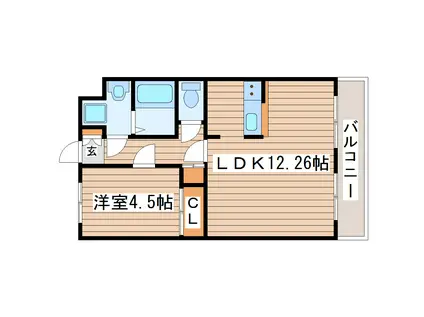 セレクト小松島(1LDK/2階)の間取り写真