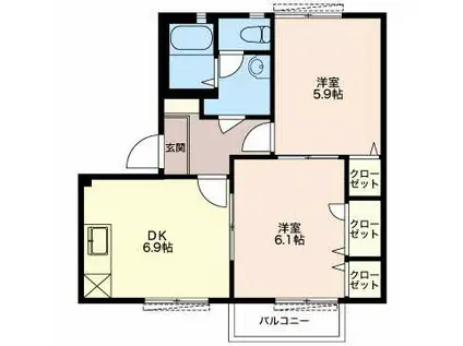 AUBE02(2DK/2階)の間取り写真