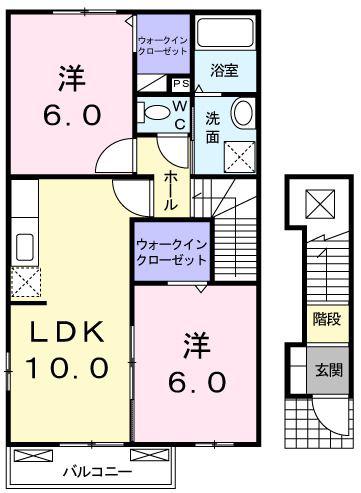 メゾンNANA(2LDK/2階)の間取り写真
