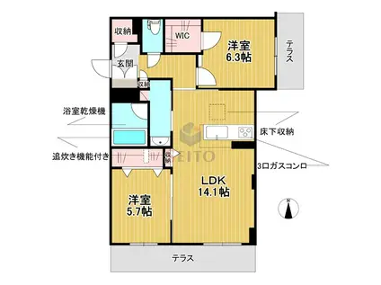 ベルスウィート(2LDK/1階)の間取り写真