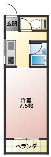 パルムAII(1K/3階)の間取り写真