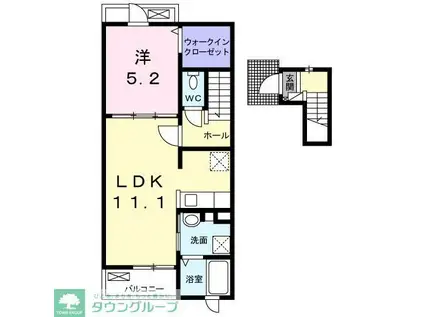 リヴェール 牧の原(1LDK/2階)の間取り写真