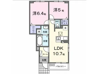 ミノリIIA(2LDK/1階)の間取り写真