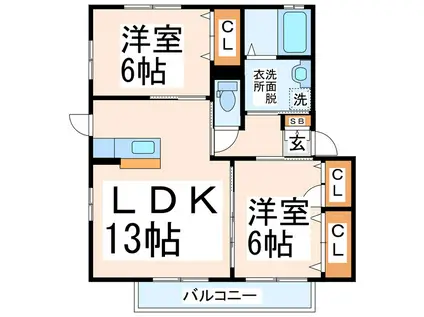パークハイム(2LDK/1階)の間取り写真