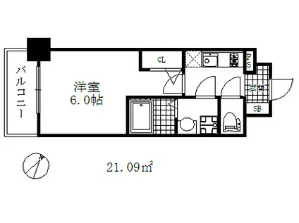 エスリード神戸兵庫駅アクアヴィラ(1K/3階)の間取り写真