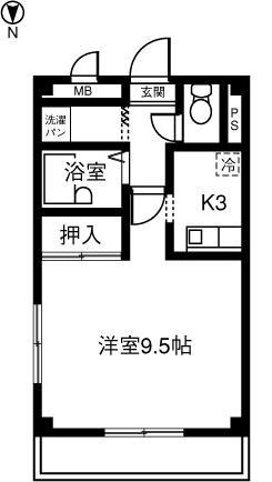 メルシー寿E(1K/3階)の間取り写真