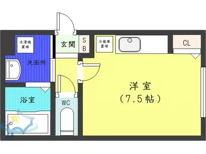 アズールVI(1K/1階)の間取り写真