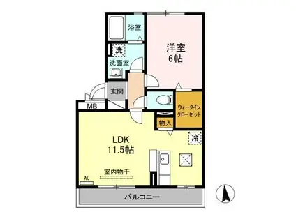 グランボヌール(1LDK/1階)の間取り写真