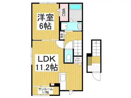 LUMIERE一ツ家 III(1LDK/2階)の間取り写真