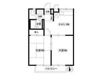 エステートエスケー1(2DK/2階)の間取り写真