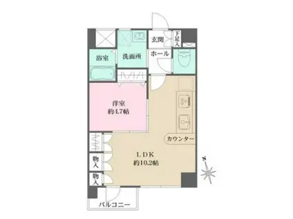 アビオン中野坂上A(1LDK/5階)の間取り写真