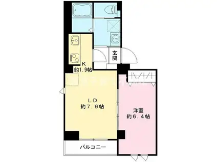 フラッツ平河町(1LDK/1階)の間取り写真