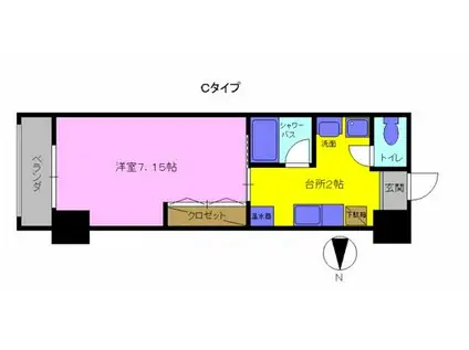 明日香大分駅南(1K/5階)の間取り写真