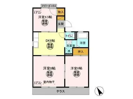 シティウィングCD C(3DK/1階)の間取り写真