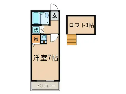 パークシティ(ワンルーム/2階)の間取り写真