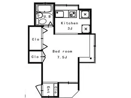BLOOM動坂(1K/1階)の間取り写真