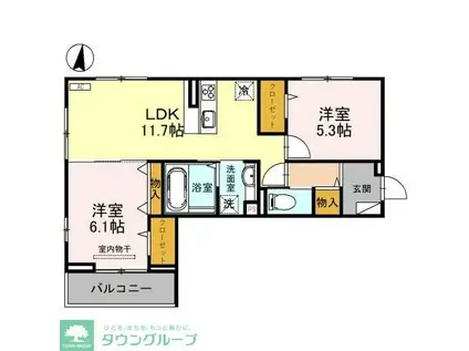 アクシス・ハイム(2LDK/2階)の間取り写真