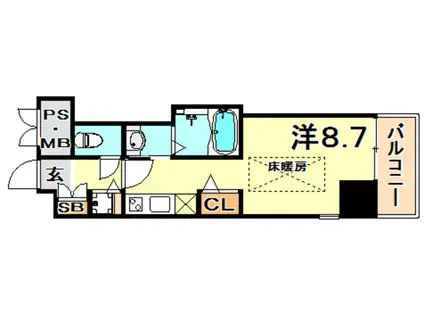シャーメゾン 神戸(ワンルーム/9階)の間取り写真
