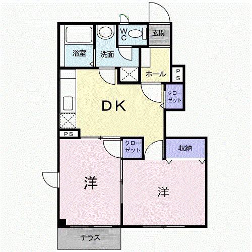 ラヴィアン・ローズ(2DK/1階)の間取り写真