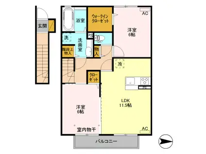 グランテラス高井(2LDK/2階)の間取り写真