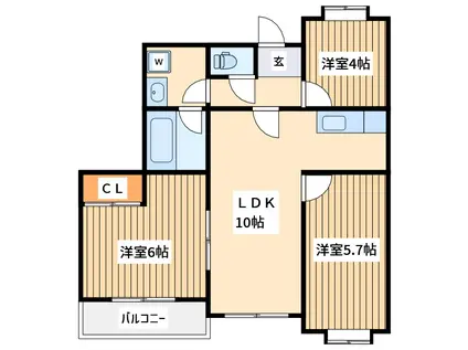 ハイムヴィオラ(3LDK/1階)の間取り写真
