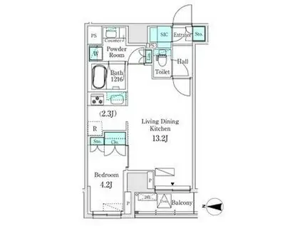 ASMACI MAISON両国I(1LDK/8階)の間取り写真