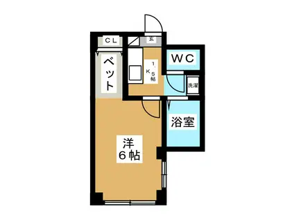 ノースルミエール(1K/2階)の間取り写真